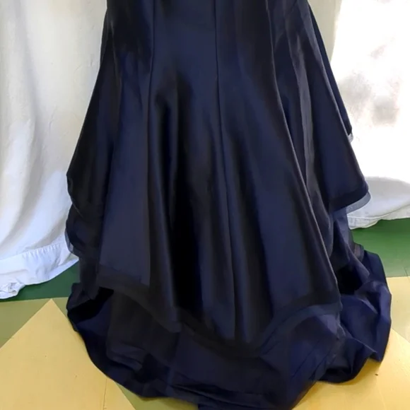Xscape Navy Off-Shoulder Prom Dress - Picture 8 of 14